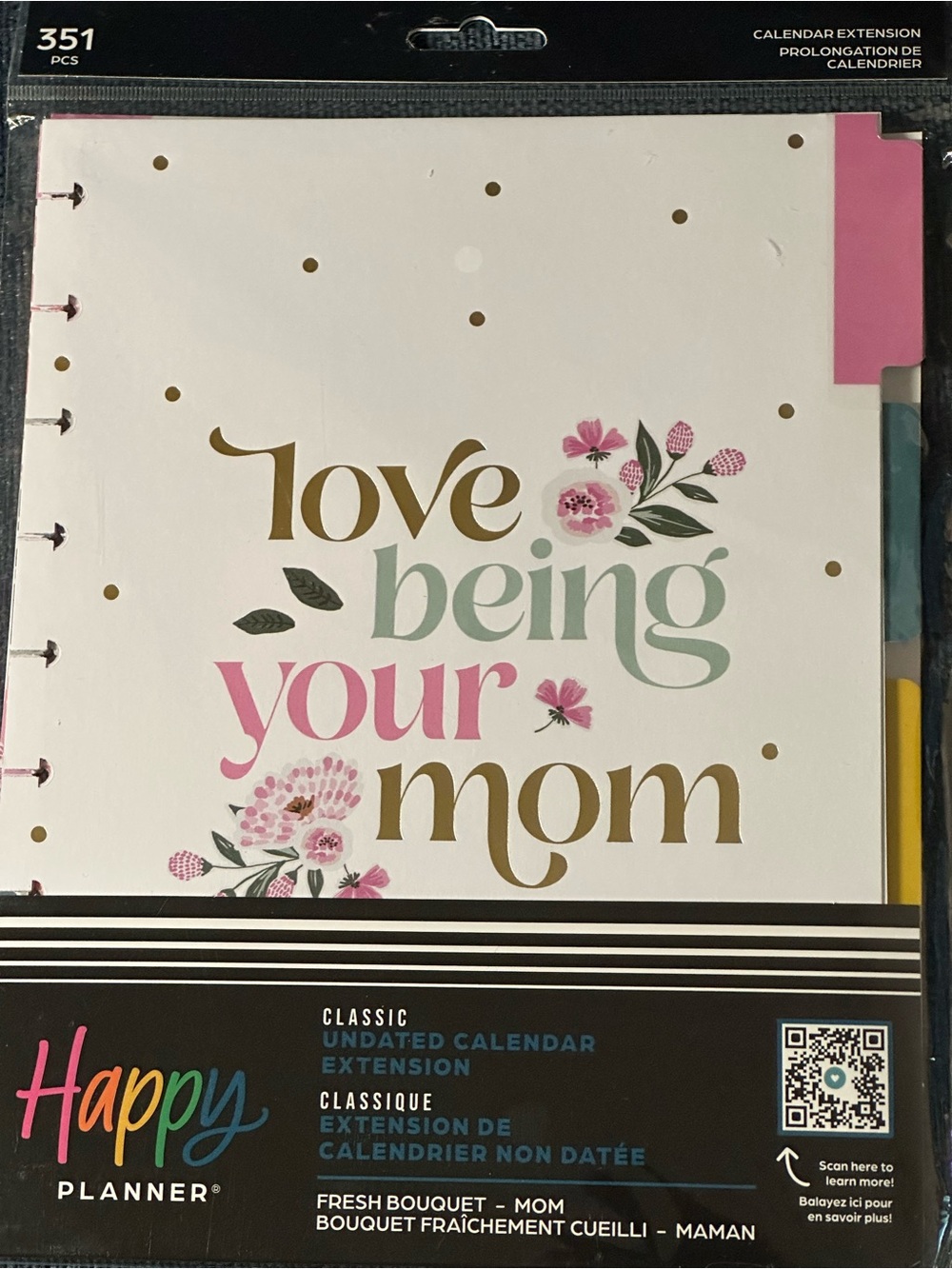 Happy Planner Moms Fresh Bouquet 4 Month Dashboard extension.
